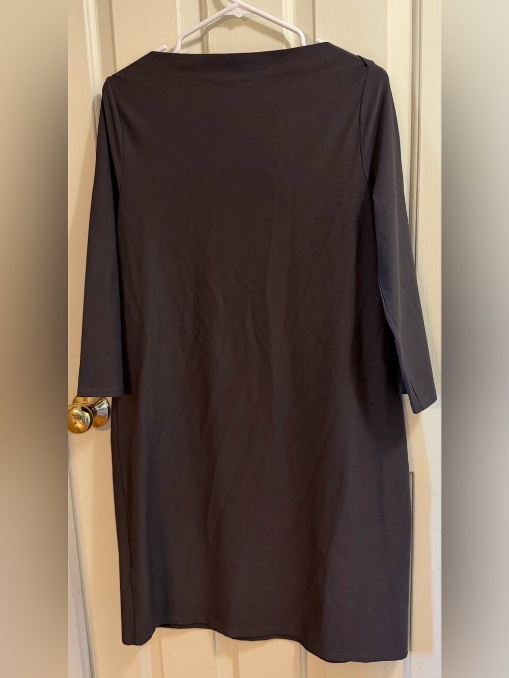 Eileen Fisher Charcoal Bateau Neck Long-Sleeve Dress | Quiet Luxury Chic | S - Picture 4 of 6